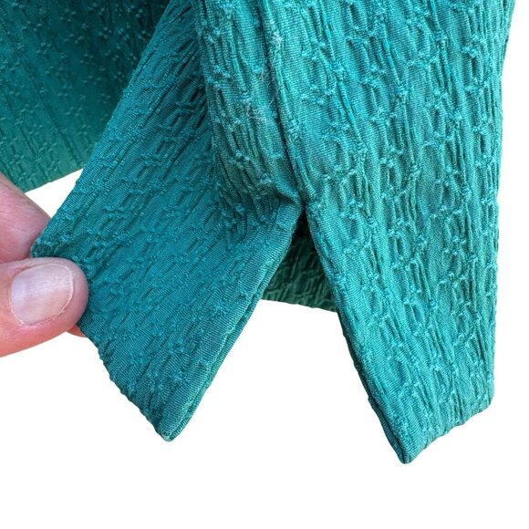 Dialogue Womens Teal Textured Stretch Adjustable Belt Button-Up Blazer Jacket L - Picture 9 of 11